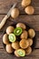 Kiwi fruit on wooden rustic table, ingredient for detox smoothie