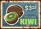 Kiwi fruits metal plate rusty, market food price