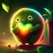 Kiwi hugging heart Funny monster with heart in his hands. 3d rendering. AI Generated animal ai