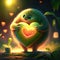 Kiwi hugging heart Hedgehog holding a heart in his hands. 3d rendering generative AI animal ai