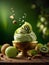 Kiwi ice cream, floating, delicious refreshing treat gelato. High vitamins and minerals, cinematic advertising photography