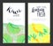 Kiwi Juice, Natural Lemon Fresh Banner Template Set, Sweet Tropical Fruits Drink Labels, Watercolor Vertical Hand Drawn