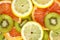 Kiwi, lemon and grapefruit mix background