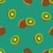 Kiwi repeat pattern, Fruity repeat pattern vector illustration created with kiwi fruit on flat background