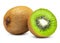 Kiwi. Ripe Kiwi fruit and half kiwifruit isolated on white background. Sliced juicy kiwi. Macro high quality