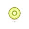 Kiwi simple icon. Vegan logo template, minimalism style. Half fruit vector illustration on white background.