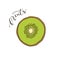Kiwi slice icon. Fruit sticker print.