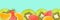 Kiwi slices, tangerines, strawberries on blue panoramic background. Fruit web banner