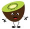 A kiwi with sparkling eyes, vector or color illustration