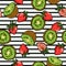 Kiwi Strawberry Surface Pattern Fruity Background Illustration Vector.
