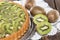 Kiwi Tart on wooden background