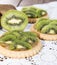 Kiwi Tart on wooden background