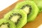 Kiwifruit slices into pieces.