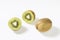 Kiwifruits against white background