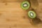 Kiwis on a wooden board