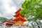 Kiyomizu-Dera orange temple at dusk with cloudy sky