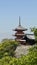 Kiyomizu-dera Sanjunoto majestic temple on a hill surrounded by lush greenery