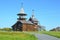 Kizhi, Karelia, Russia. The chapel of the Archangel Michael on the bank of Onega lake in summer