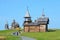 Kizhi, Karelia, September, 12, 2015. Tourists are on excursions in Kizhi near the chapel of Michael the Archangel