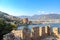 Kizil red tower from historic Alanya fortress with city