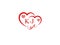 KJ Initial heart shape Red colored love logo