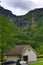 Kjelfossen waterfalls Gudvangen village house Norway