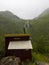 Kjosfossen Falls rainy summer day view Norway