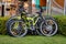 KLAGENFURF, CARINTHIA, AUSTRIA - AUGUST 07, 2018: In the park, next to the cafeteria, three parked bicycles.