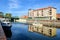 Klaipeda cityscape reflected in water