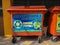 Klang,Malaysia: March 10, 2021- Front view of recycle bins for collection of recycle materials