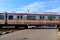 Klaten, Indonesia - july 3, 2021: Commuter Line train KRL train arrive at klaten, to solo railway station, Klaten, Indonesia.