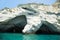 Kleftiko rock formation in Milos in Greece