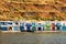 Klima fishermen village with row of traditional greek whitewashed houses with colorful doors and windows.