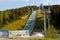 Klingenthal, Germany - May 22, 2023: Vogtland Arena, a ski jumping venue in Klingenthal, Germany. It features some of the most