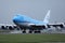 KLM plane B747 landing on airport