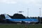 KLM plane B747 landing on airport, close-up view