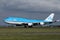 KLM plane taking off from Amsterdam Airport Schiphol AMS, Boeing B747