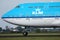 KLM plane taxiing at Amsterdam Airport Schiphol AMS, Boeing B747