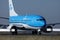 KLM planes taxiing on runway, close-up view, Amsterdam Airport Schiphol AMS