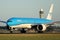 KLM planes taxiing on runway, close-up view, Amsterdam Airport Schiphol AMS