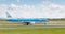 KLM Royal Dutch Airlines Boeing 737-800 preparing to take off from Manchester Airport