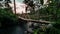 Klungkung Bali Indonesia: Traditional Bridge with red sky on Tukad Unda Klungkung Bali