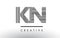 KN K N Black and White Lines Letter Logo Design.