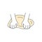 Kneading dough outline icon. Hands and batter. Homemade bakery. Making sourdough bread preparation step. Instruction for