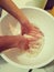 Kneading dough in pastry making