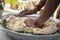 Kneading indian naan bread dough