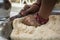 Kneading indian naan bread dough