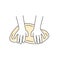Kneading or pressing dough for pizza outline icon. Hands and batter. Homemade bakery. Making sourdough bread preparation