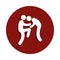 knee-jerk icon in badge style. One of Fight collection icon can be used for UI, UX