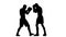 Knee kick to the body. Boxing in silhouette in studio